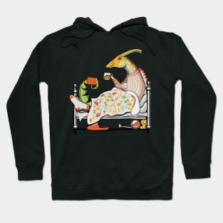 Dinosaur Parasaurolophus in Bed Hoodie